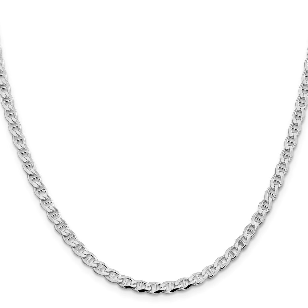 Sterling Silver Rhodium-plated 4.0mm D/C Flat Anchor Curb Chain - Product Photo
