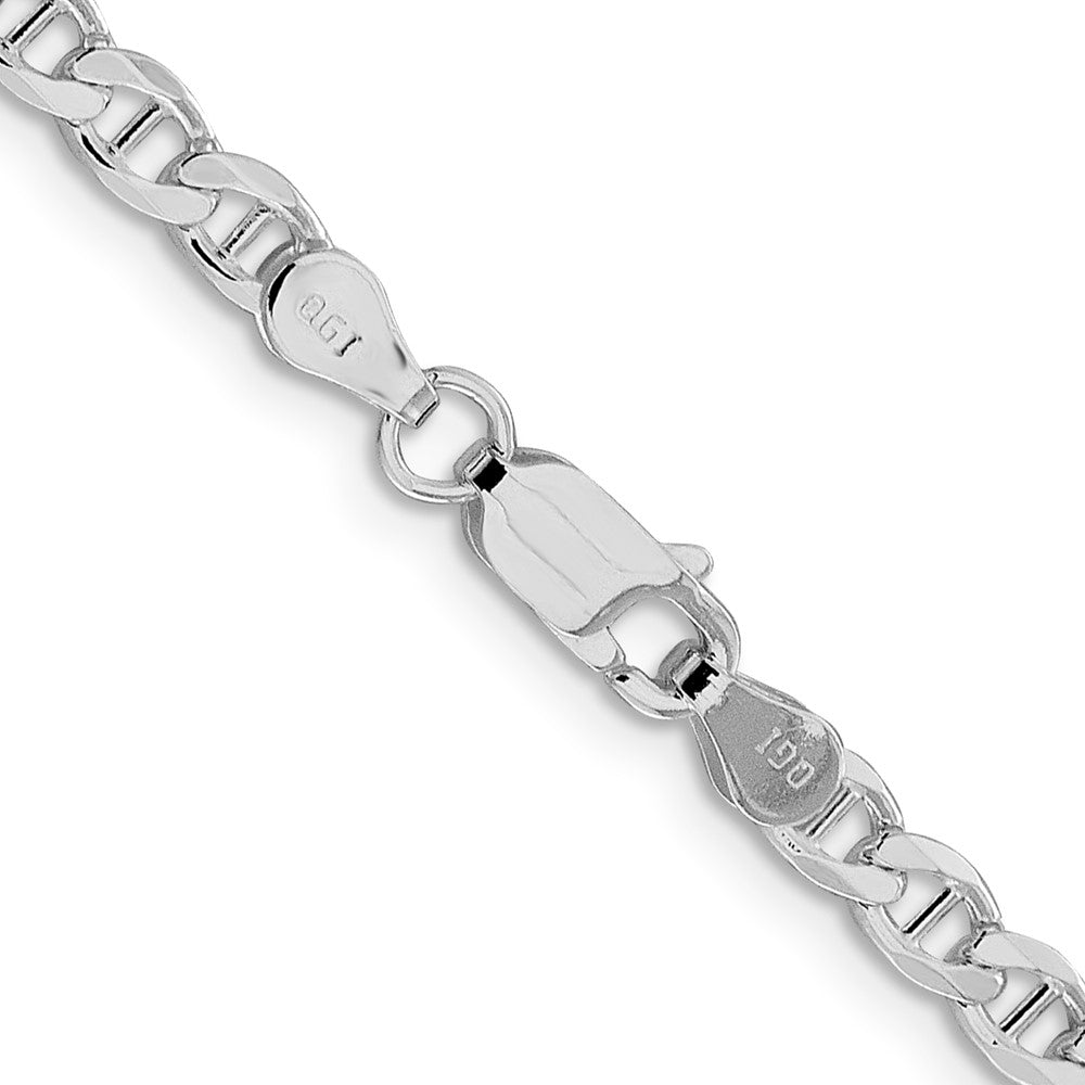 Sterling Silver Rhodium-plated 4.0mm D/C Flat Anchor Curb Chain - Product Photo