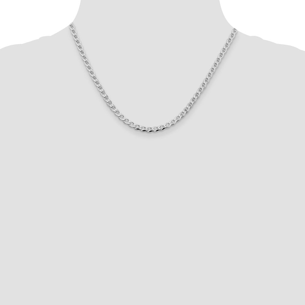 Sterling Silver Rhodium-plated 4.0mm D/C Flat Anchor Curb Chain - Product Photo