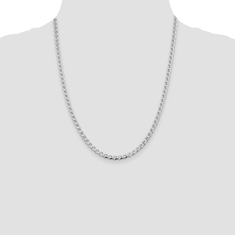 Sterling Silver Rhodium-plated 4.0mm D/C Flat Anchor Curb Chain - Product Photo