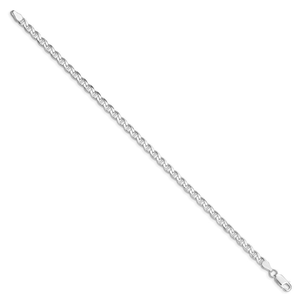 Sterling Silver Rhodium-plated 4.0mm D/C Flat Anchor Curb Chain - Product Photo