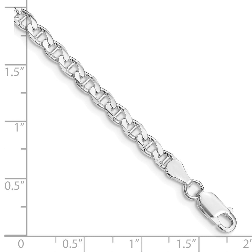 Sterling Silver Rhodium-plated 4.0mm D/C Flat Anchor Curb Chain - Product Photo