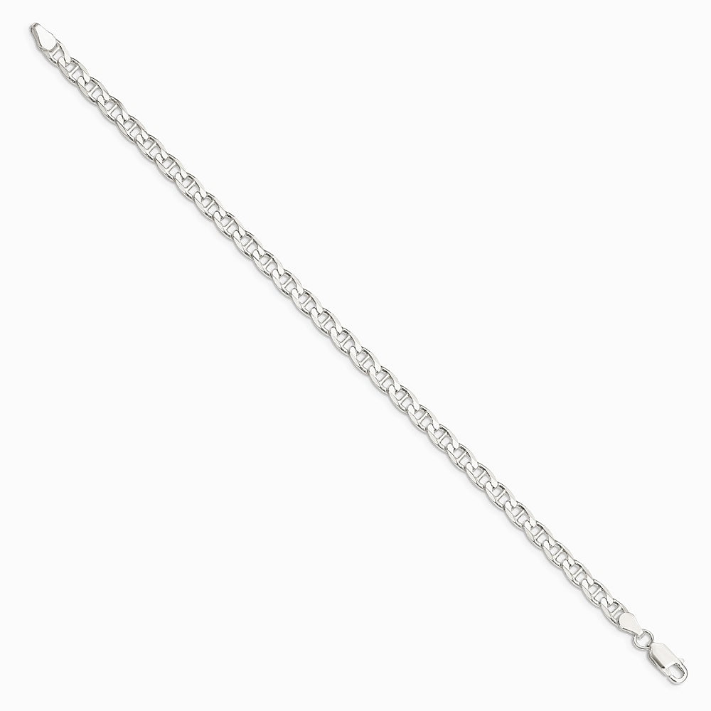 Sterling Silver 4.65mm Diamond-Cut Flat Anchor Curb Chain Bracelet 7"-8" - Product Photo