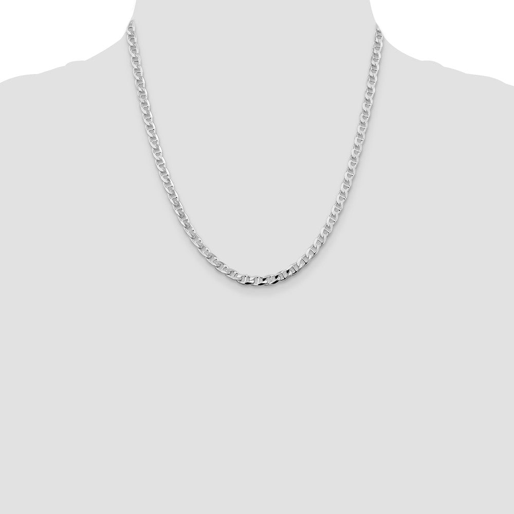 Sterling Silver Rhodium-plated 4.65mm D/C Flat Anchor Curb Chain - Product Photo