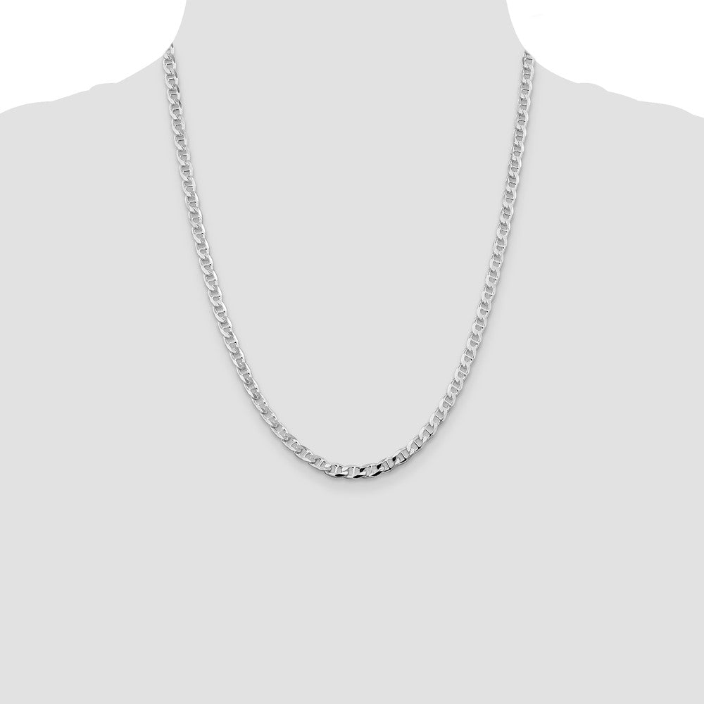 Sterling Silver Rhodium-plated 4.65mm D/C Flat Anchor Curb Chain - Product Photo