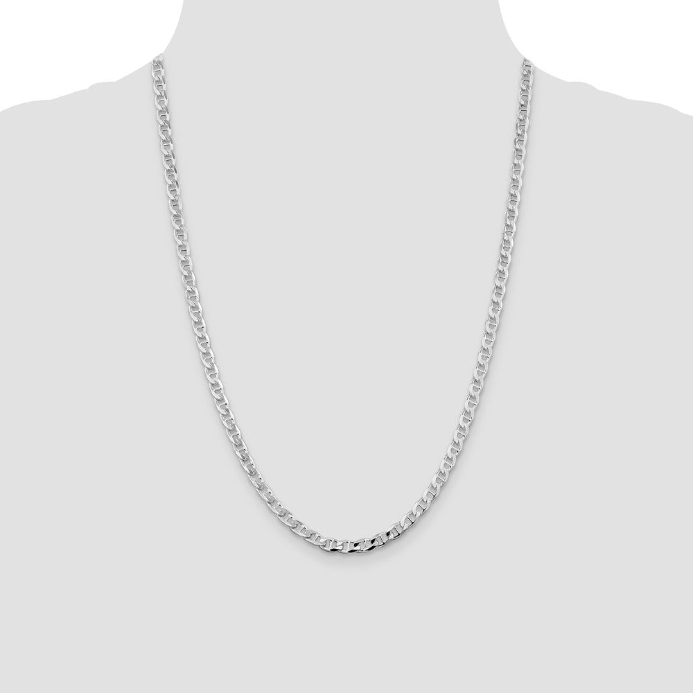 Sterling Silver Rhodium-plated 4.65mm D/C Flat Anchor Curb Chain - Product Photo