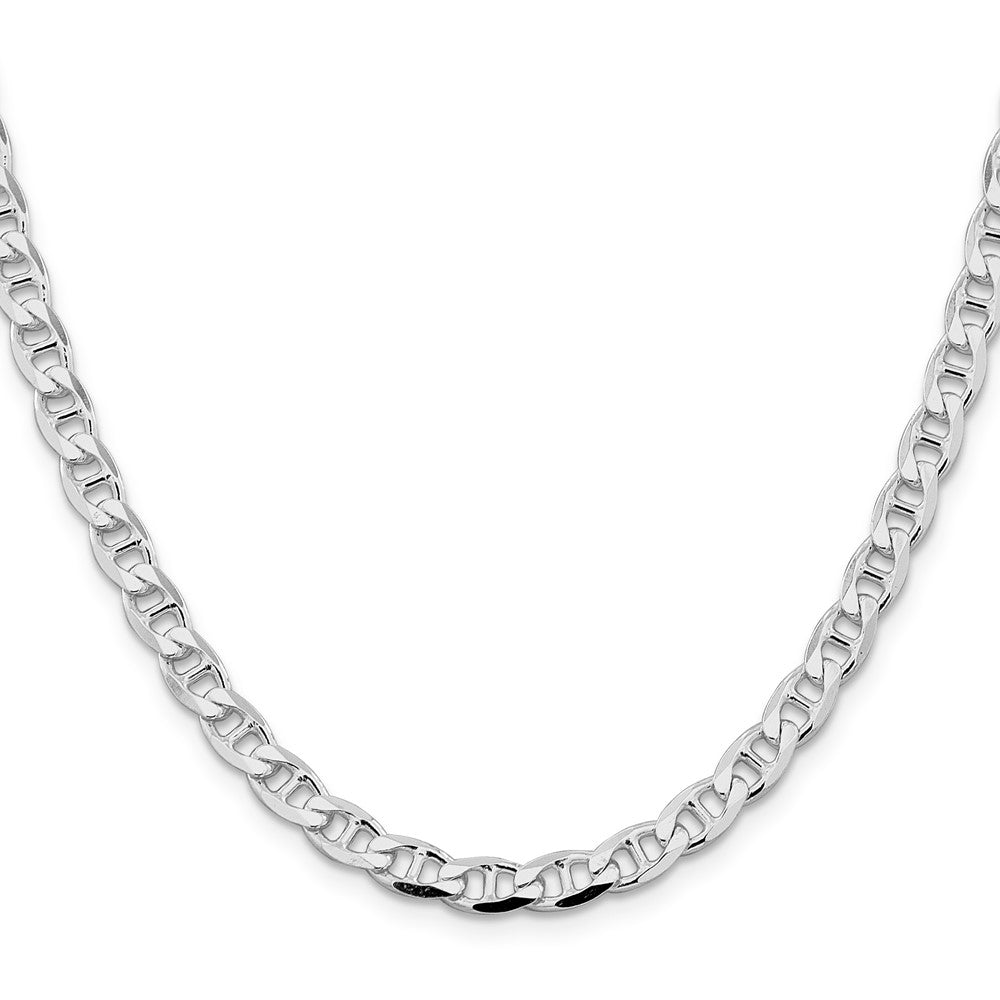 Sterling Silver Rhodium-plated 5.7mm D/C Flat Anchor Curb Chain - Product Photo