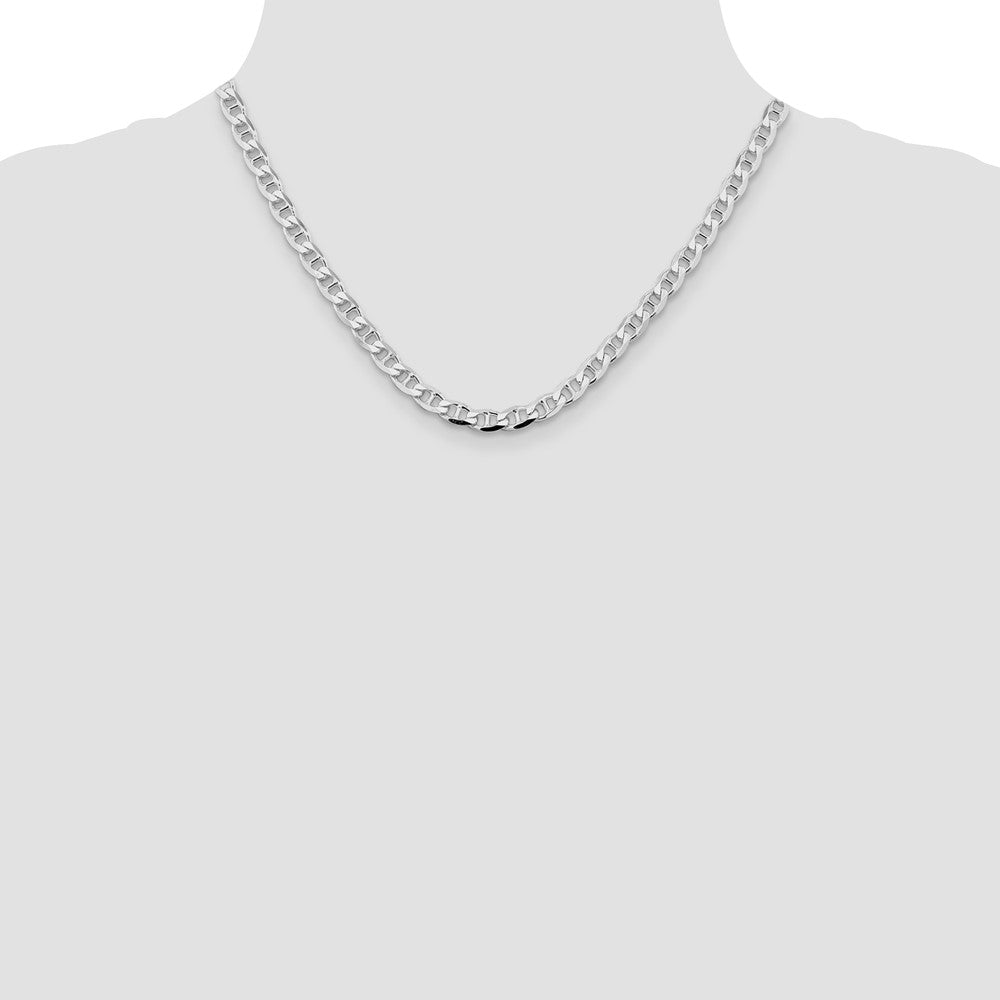 Sterling Silver Rhodium-plated 5.7mm D/C Flat Anchor Curb Chain - Product Photo