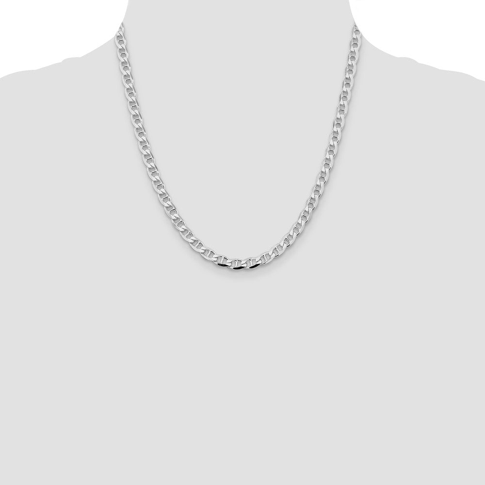 Sterling Silver Rhodium-plated 5.7mm D/C Flat Anchor Curb Chain - Product Photo