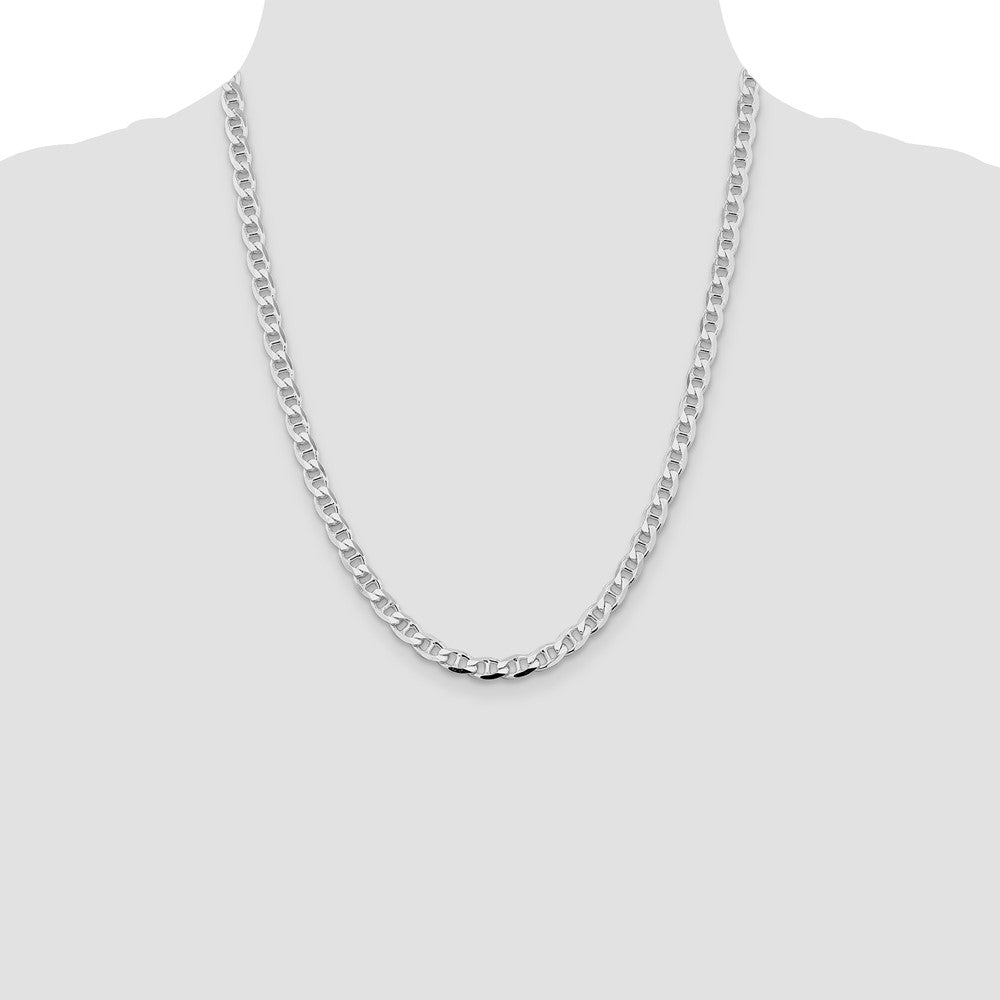 Sterling Silver Rhodium-plated 5.7mm D/C Flat Anchor Curb Chain - Product Photo