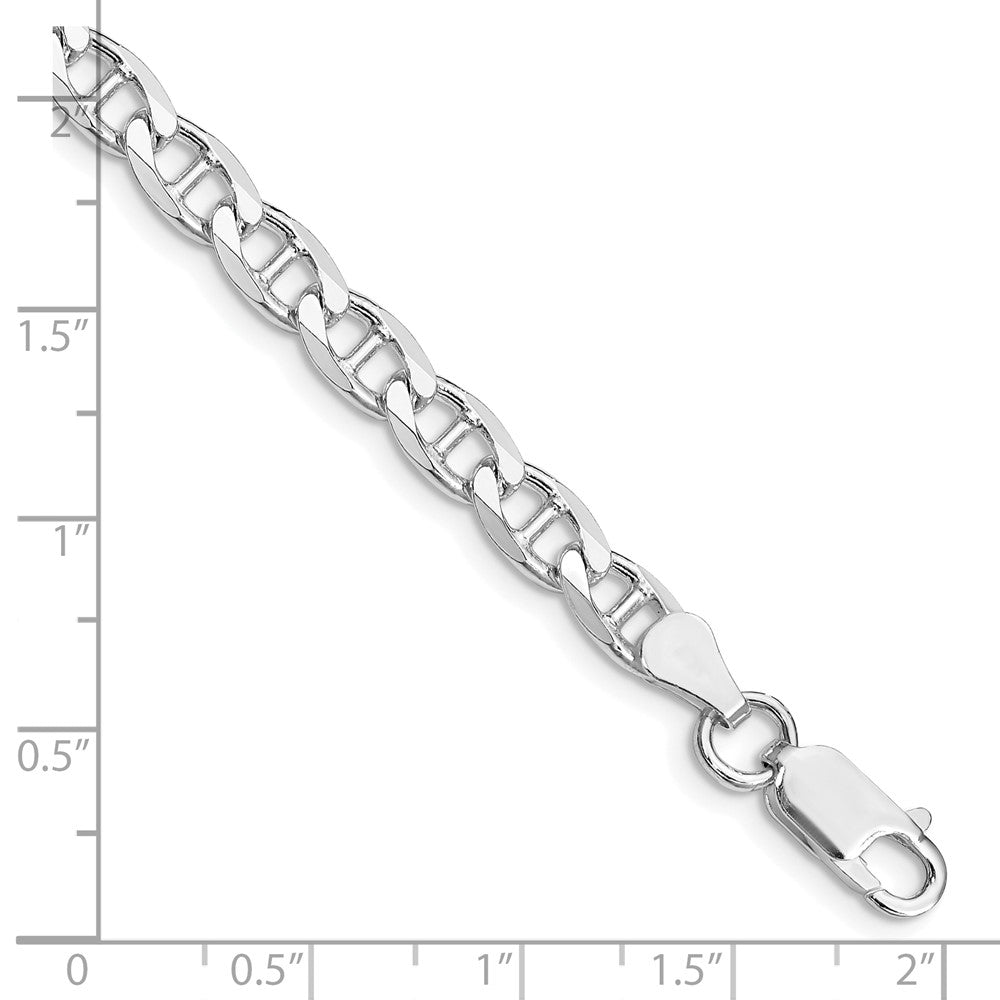Sterling Silver Rhodium-plated 5.7mm D/C Flat Anchor Curb Chain - Product Photo
