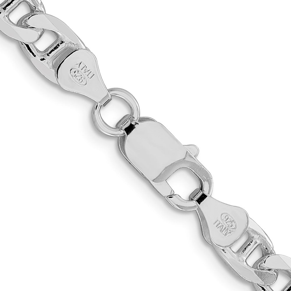 Sterling Silver Rhodium-plated 6.5mm D/C Flat Anchor Curb Chain - Product Photo