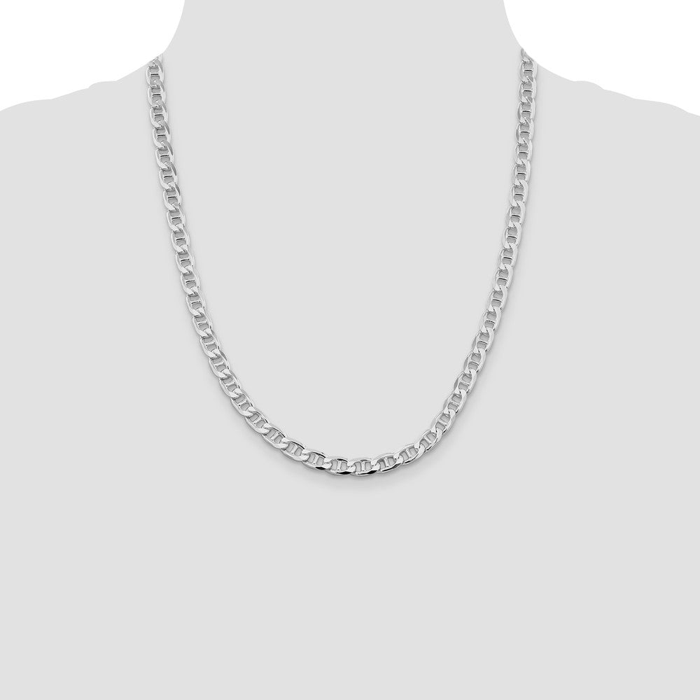 Sterling Silver Rhodium-plated 6.5mm D/C Flat Anchor Curb Chain - Product Photo