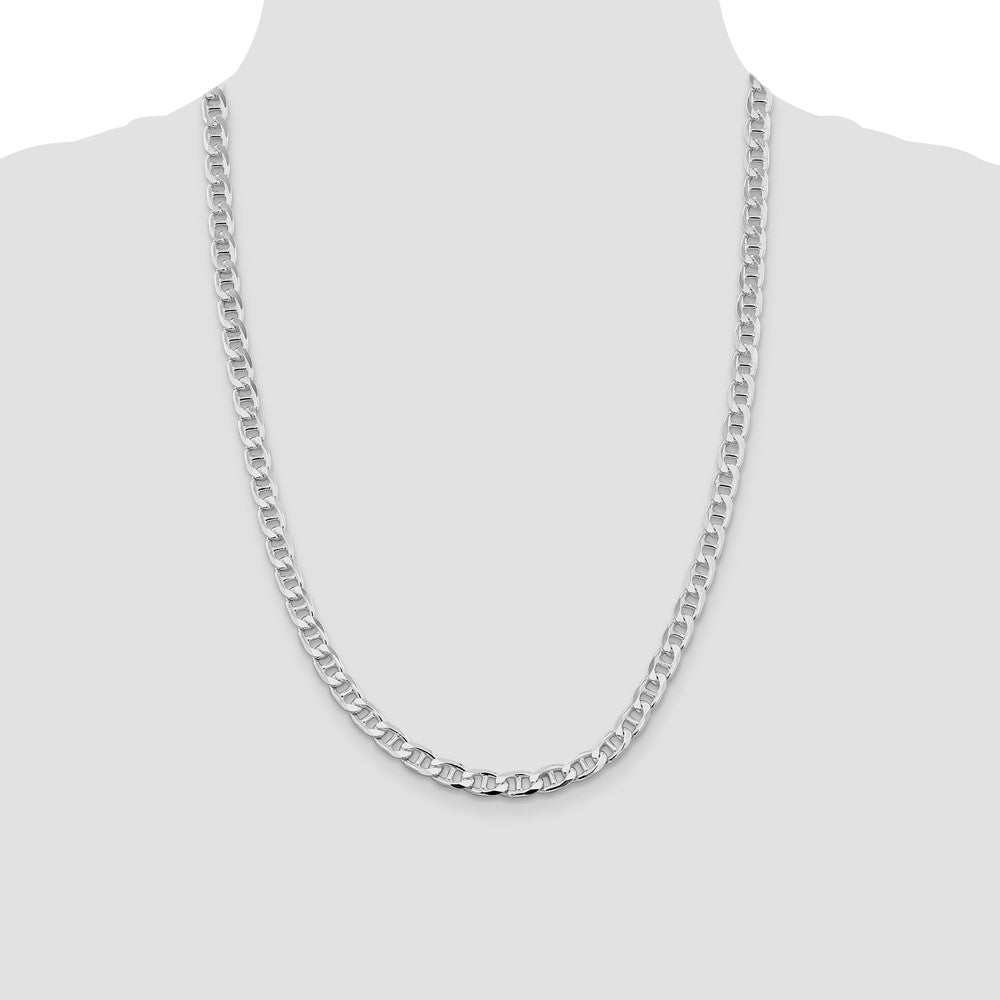 Sterling Silver Rhodium-plated 6.5mm D/C Flat Anchor Curb Chain - Product Photo