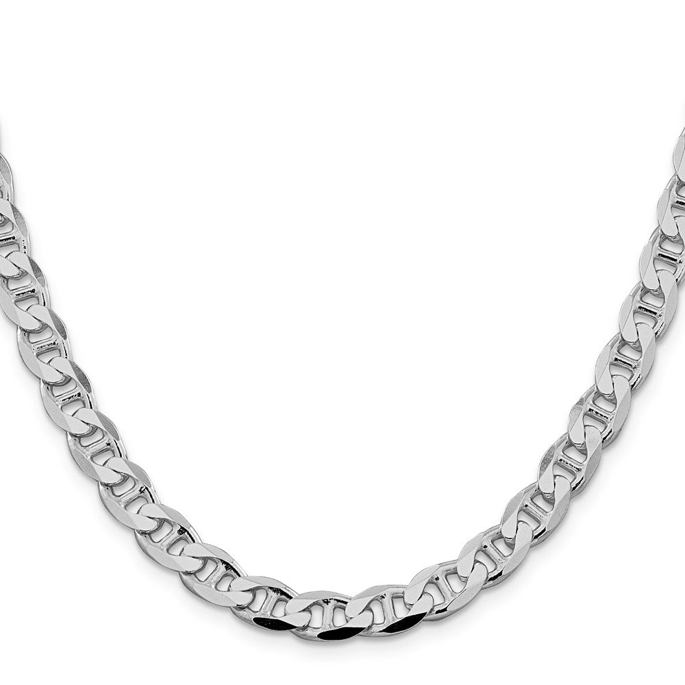 Sterling Silver Rhodium-plated 7.4mm D/C Flat Anchor Curb Chain - Product Photo