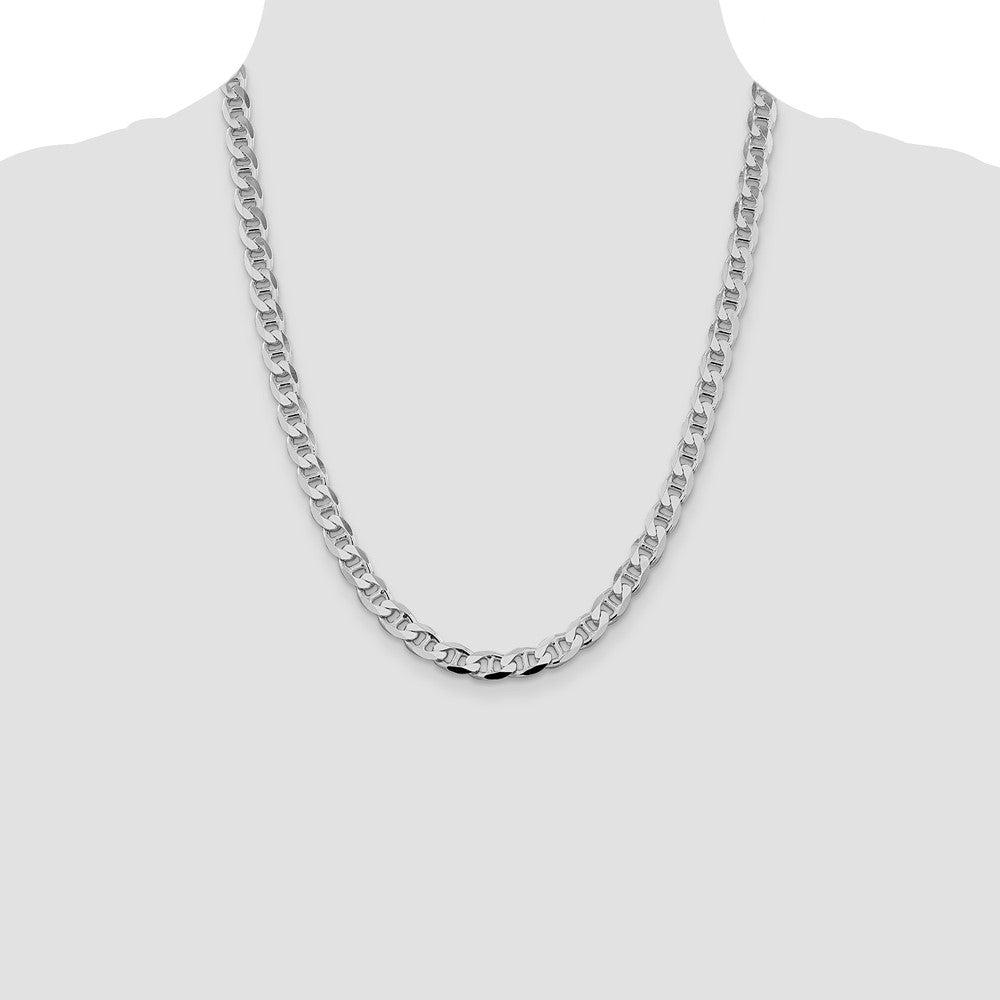 Sterling Silver Rhodium-plated 7.4mm D/C Flat Anchor Curb Chain - Product Photo