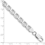 Sterling Silver RH-plated 7.4mm D/C Flat Anchor Curb Chain Bracelet 8"-9" - Product Photo