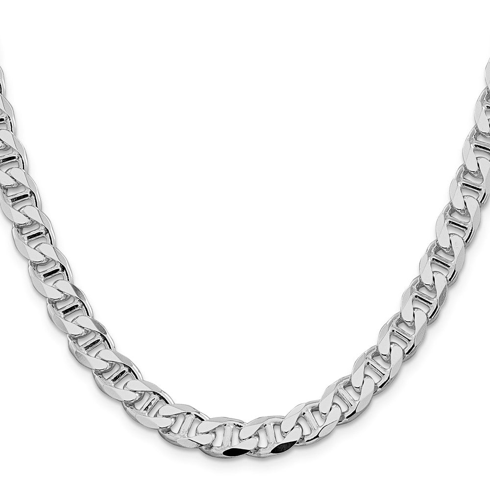 Sterling Silver Rhodium-plated 8.25mm D/C Flat Anchor Curb Chain - Product Photo