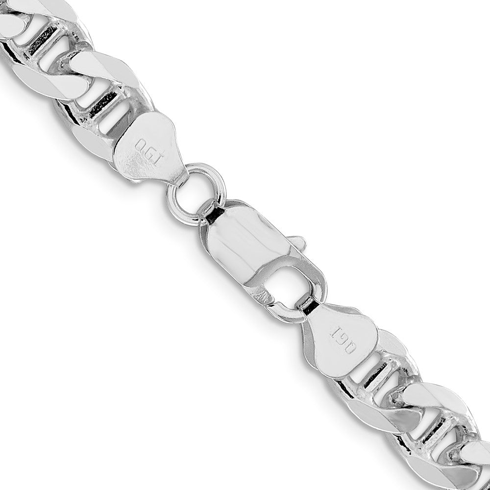 Sterling Silver Rhodium-plated 8.25mm D/C Flat Anchor Curb Chain - Product Photo