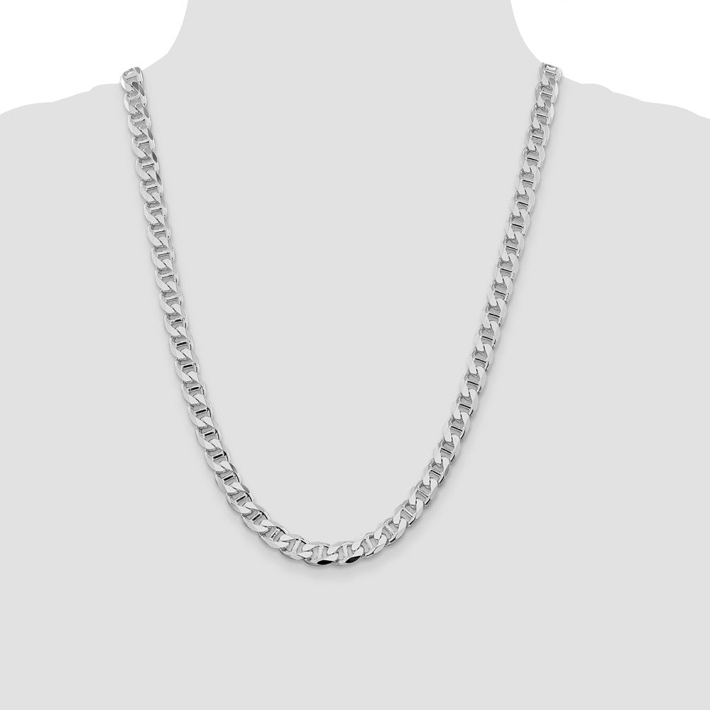 Sterling Silver Rhodium-plated 8.25mm D/C Flat Anchor Curb Chain - Product Photo