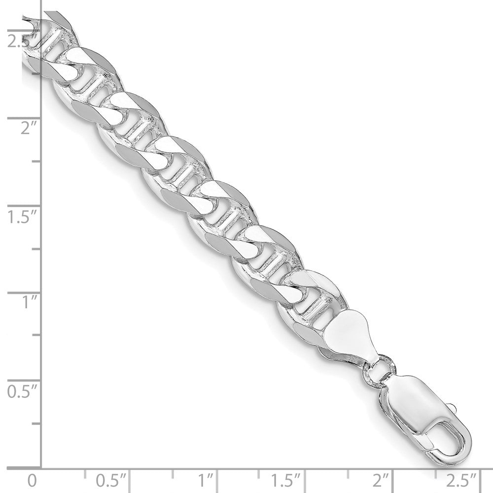 Sterling Silver Rhodium-plated 8.25mm D/C Flat Anchor Curb Chain - Product Photo