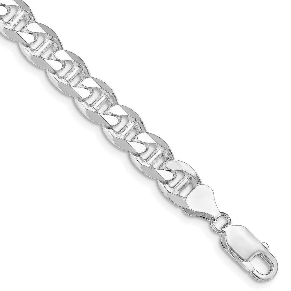 Sterling Silver Rhodium-plated 8.25mm D/C Flat Anchor Curb Chain - Product Photo