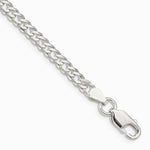 Sterling Silver 4.25mm 6 Side Diamond-Cut Flat Double Curb Chain Bracelet 7"-8" - Product Photo