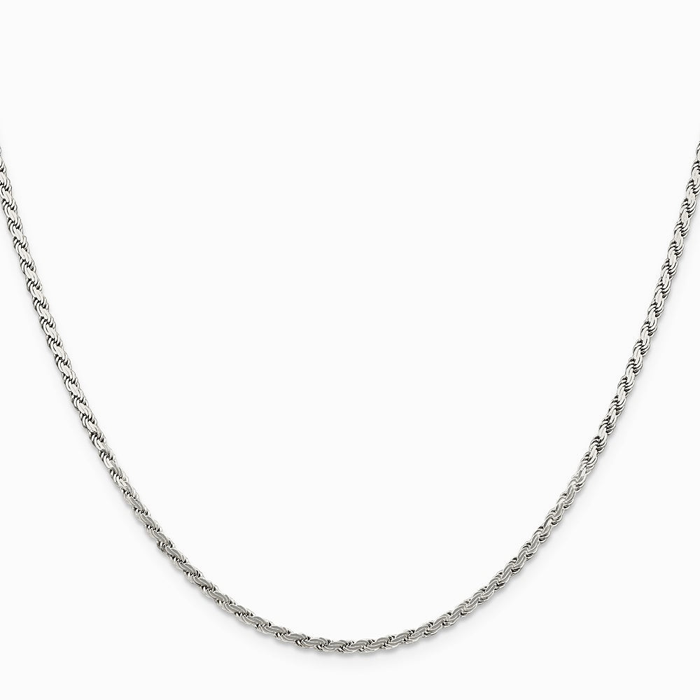 Sterling Silver 2.25mm Flat Rope Chain Necklace 16"-26" - Product Photo