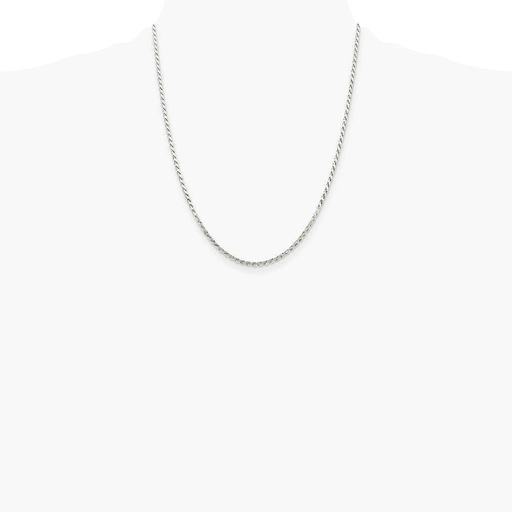 Sterling Silver 2.25mm Flat Rope Chain Necklace 16"-26" - Product Photo