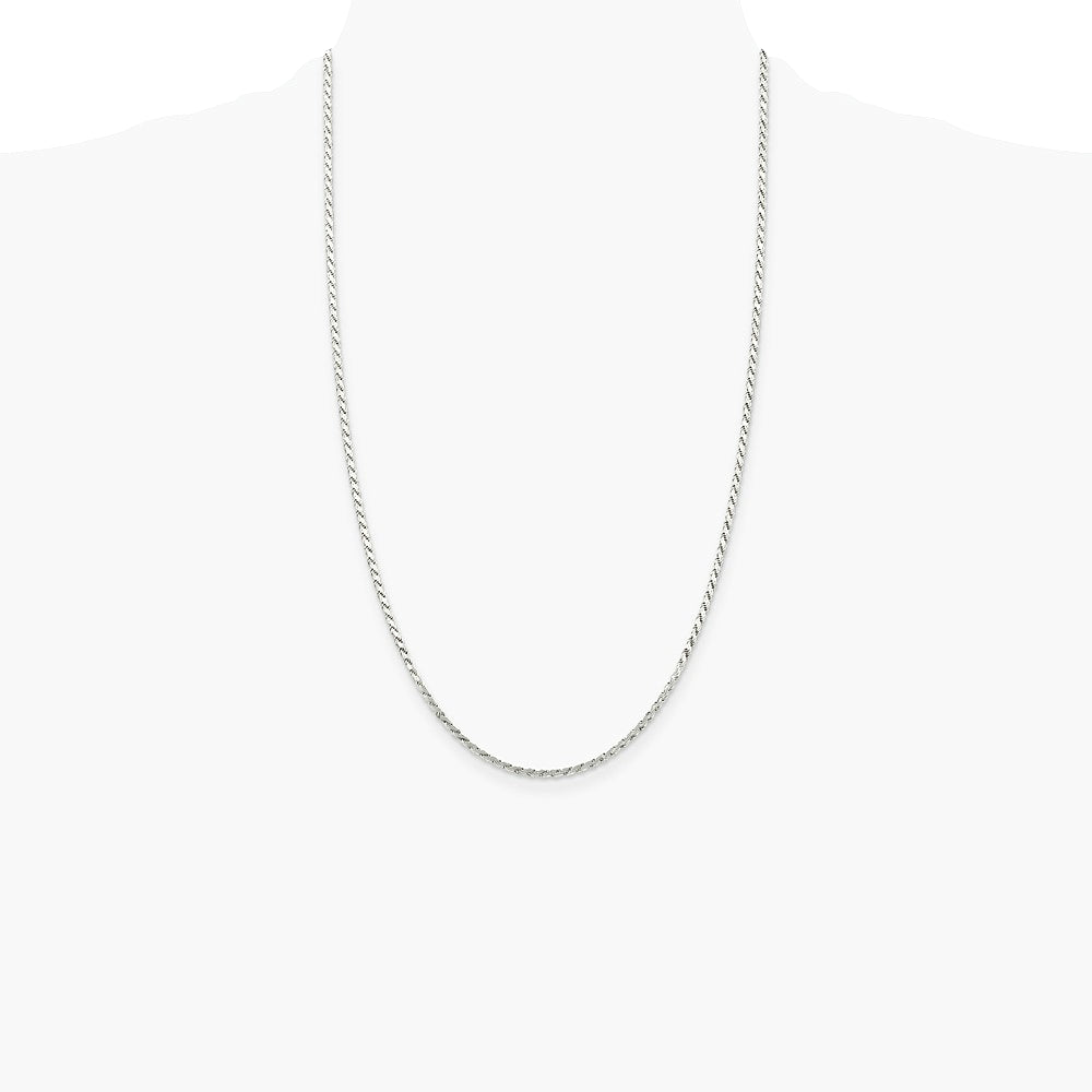 Sterling Silver 2.25mm Flat Rope Chain Necklace 16"-26" - Product Photo