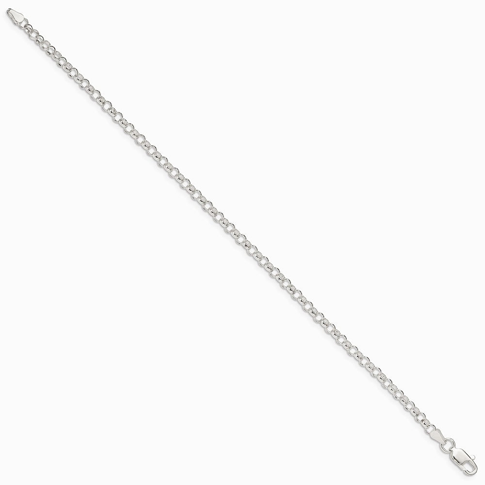 Sterling Silver 3.5mm Rolo Chain Bracelet 7"-8" - Product Photo