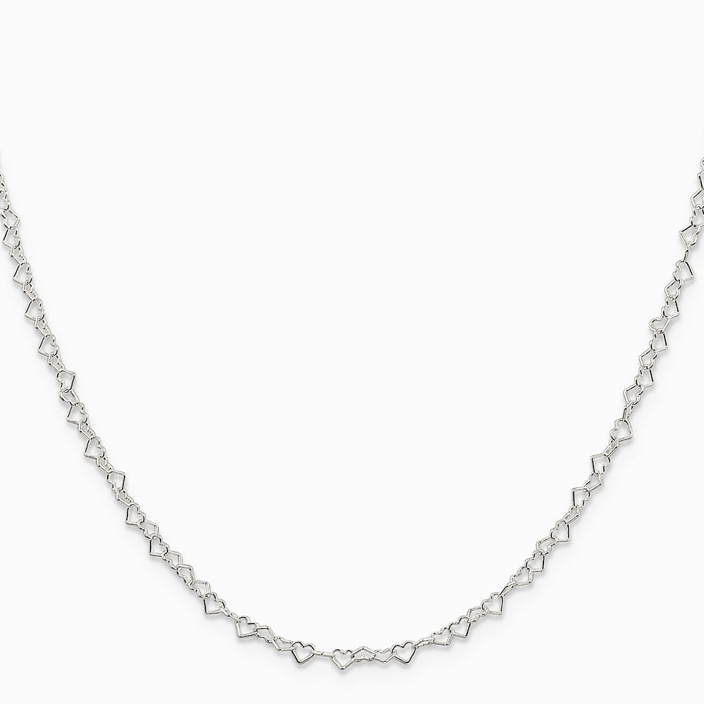Sterling Silver 3.5mm Fancy Heart Link Chain Necklace 16"-24" - Product Photo