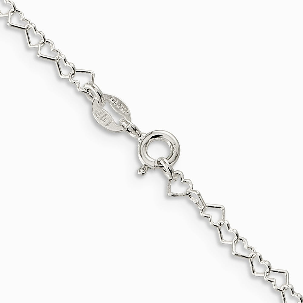 Sterling Silver 3.5mm Fancy Heart Link Chain Necklace 16"-24" - Product Photo