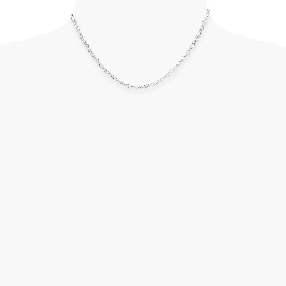 Sterling Silver 3.5mm Fancy Heart Link Chain Necklace 16"-24" - Product Photo