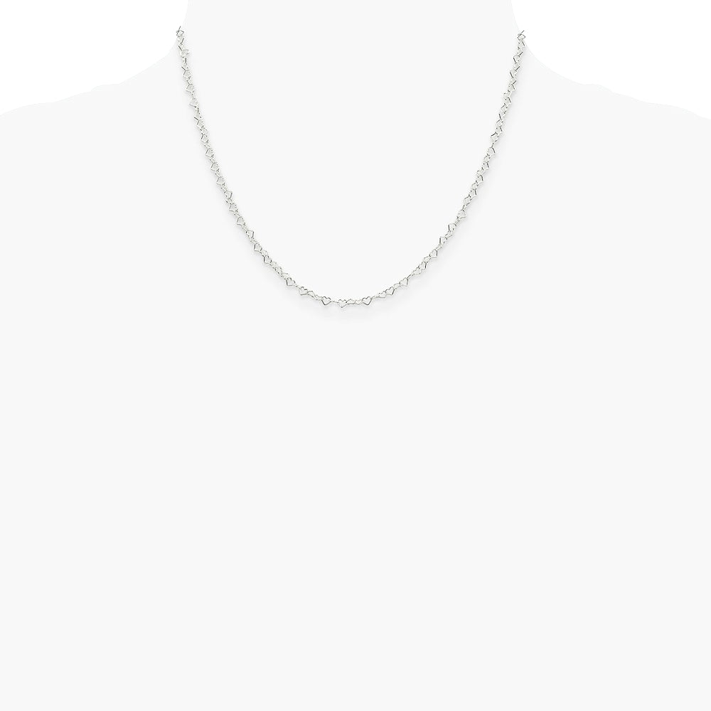 Sterling Silver 3.5mm Fancy Heart Link Chain Necklace 16"-24" - Product Photo