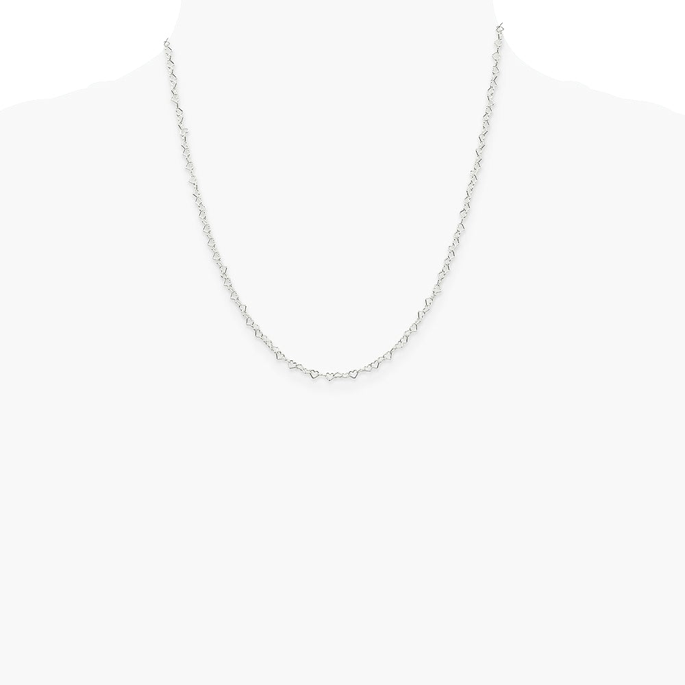 Sterling Silver 3.5mm Fancy Heart Link Chain Necklace 16"-24" - Product Photo