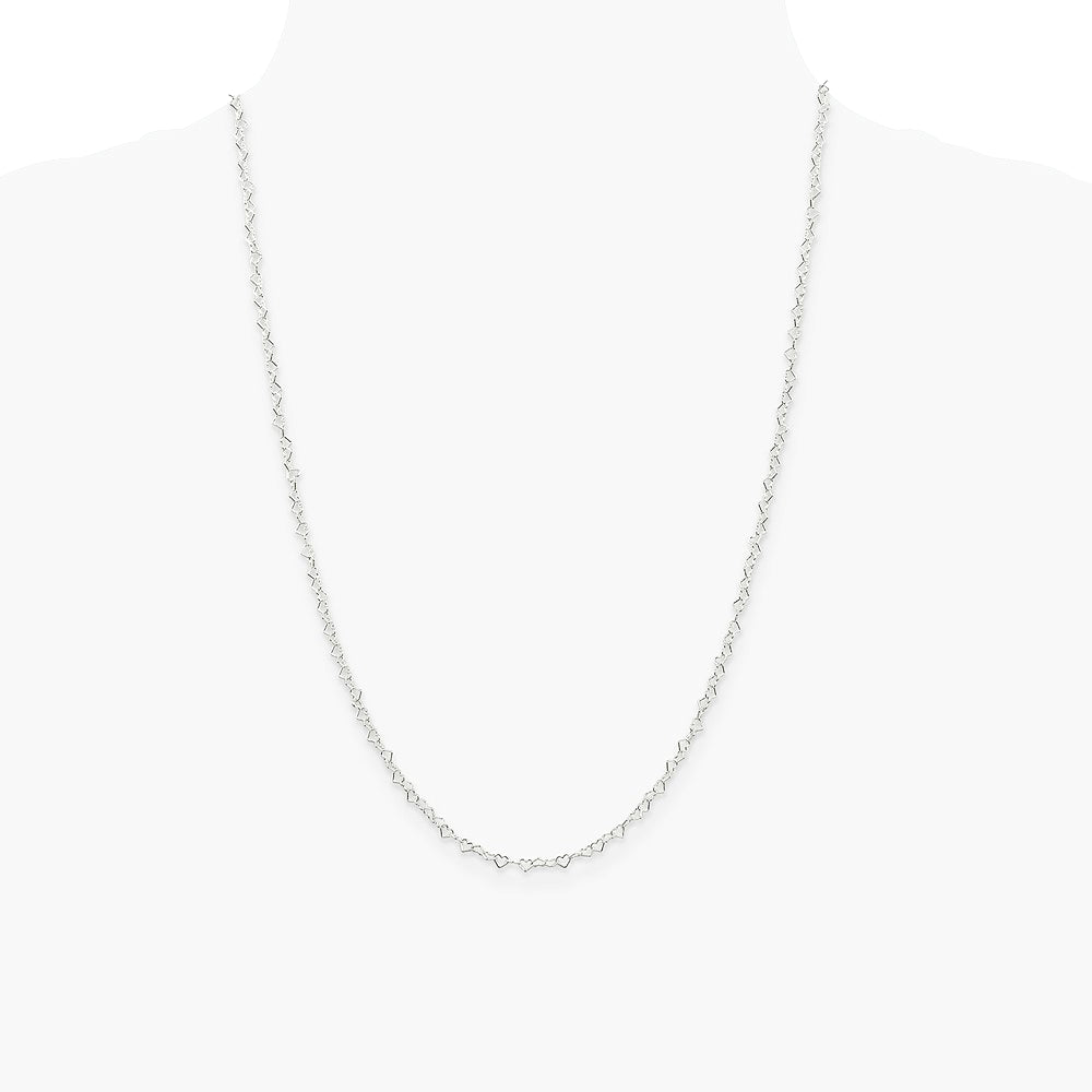 Sterling Silver 3.5mm Fancy Heart Link Chain Necklace 16"-24" - Product Photo