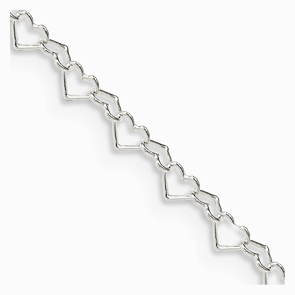 Sterling Silver 3.5mm Fancy Heart Link Chain Necklace 16"-24" - Product Photo
