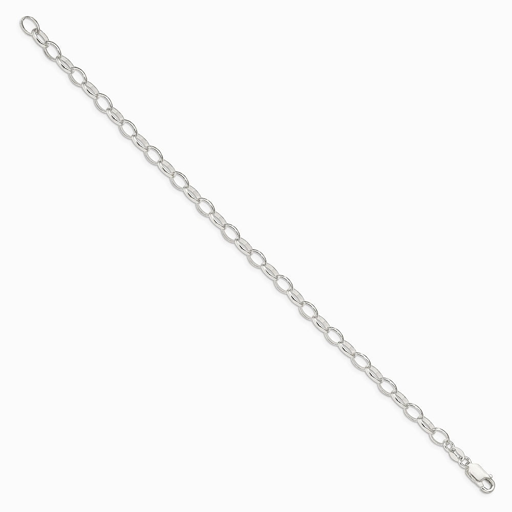 Sterling Silver 5mm Fancy Rolo Chain Bracelet 7"-8" - Product Photo
