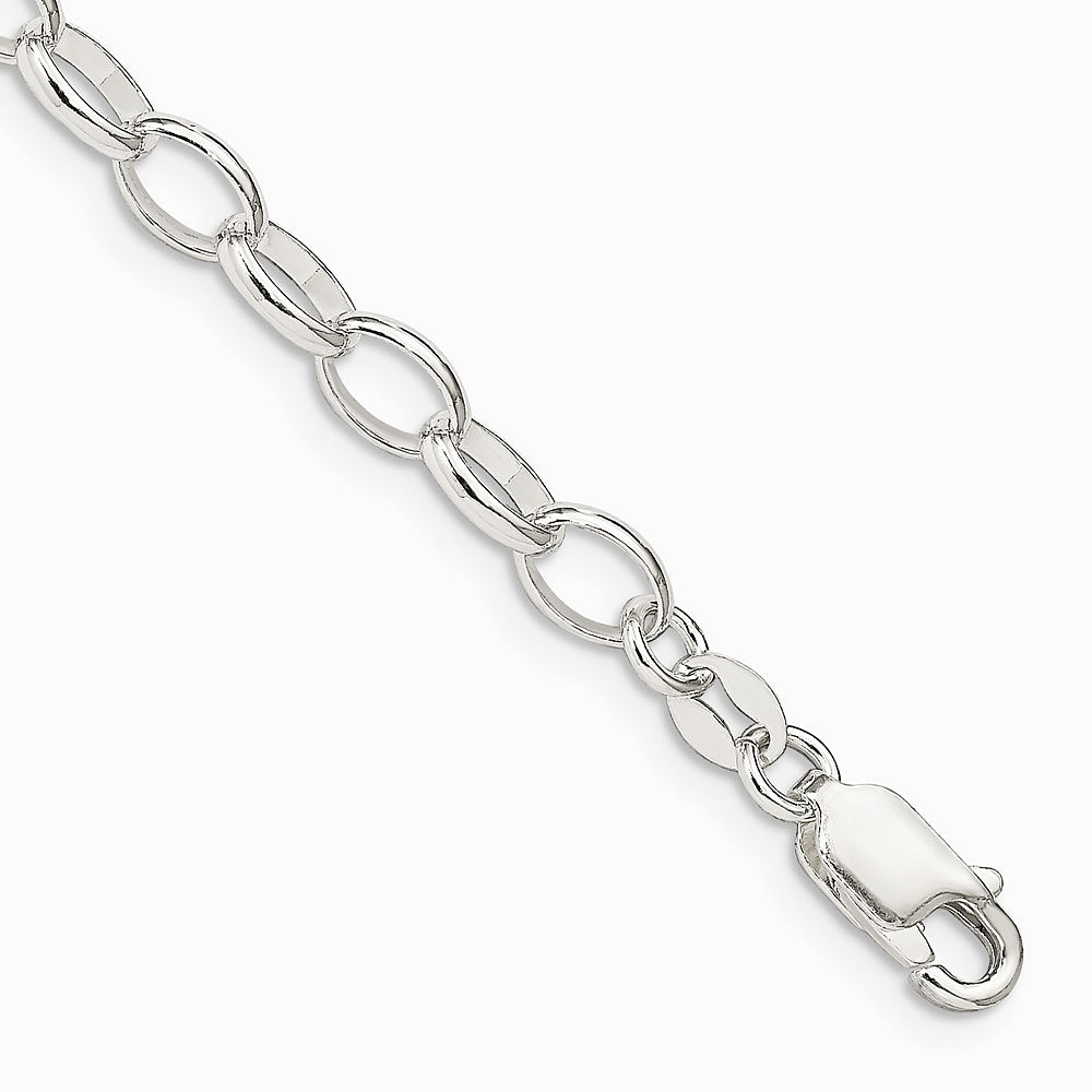 Sterling Silver 5mm Fancy Rolo Chain Bracelet 7"-8"