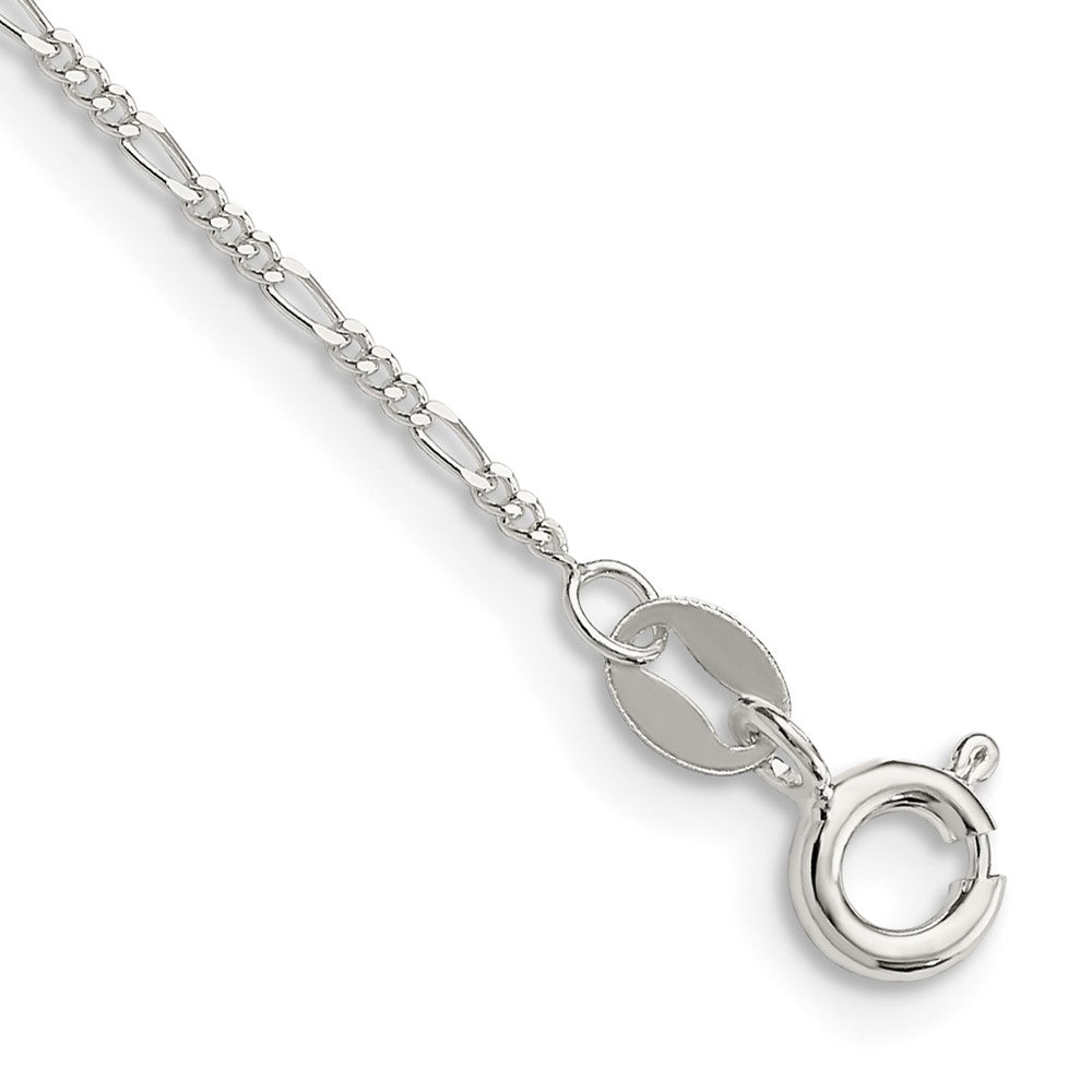 Sterling Silver 1.2mm Figaro Chain Bracelet 7"-10"