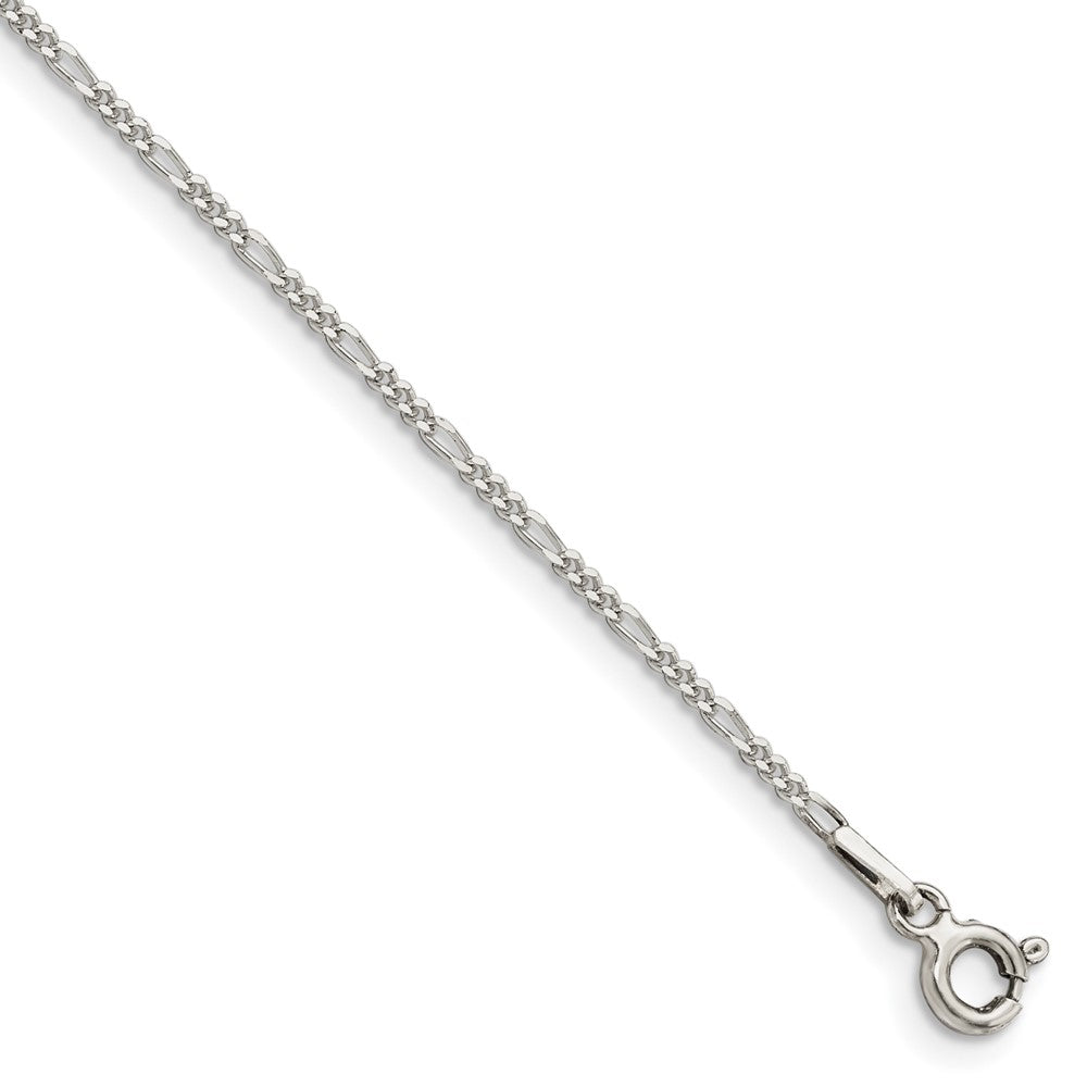 Sterling Silver 1.4mm Figaro Chain Bracelet 7"-9"