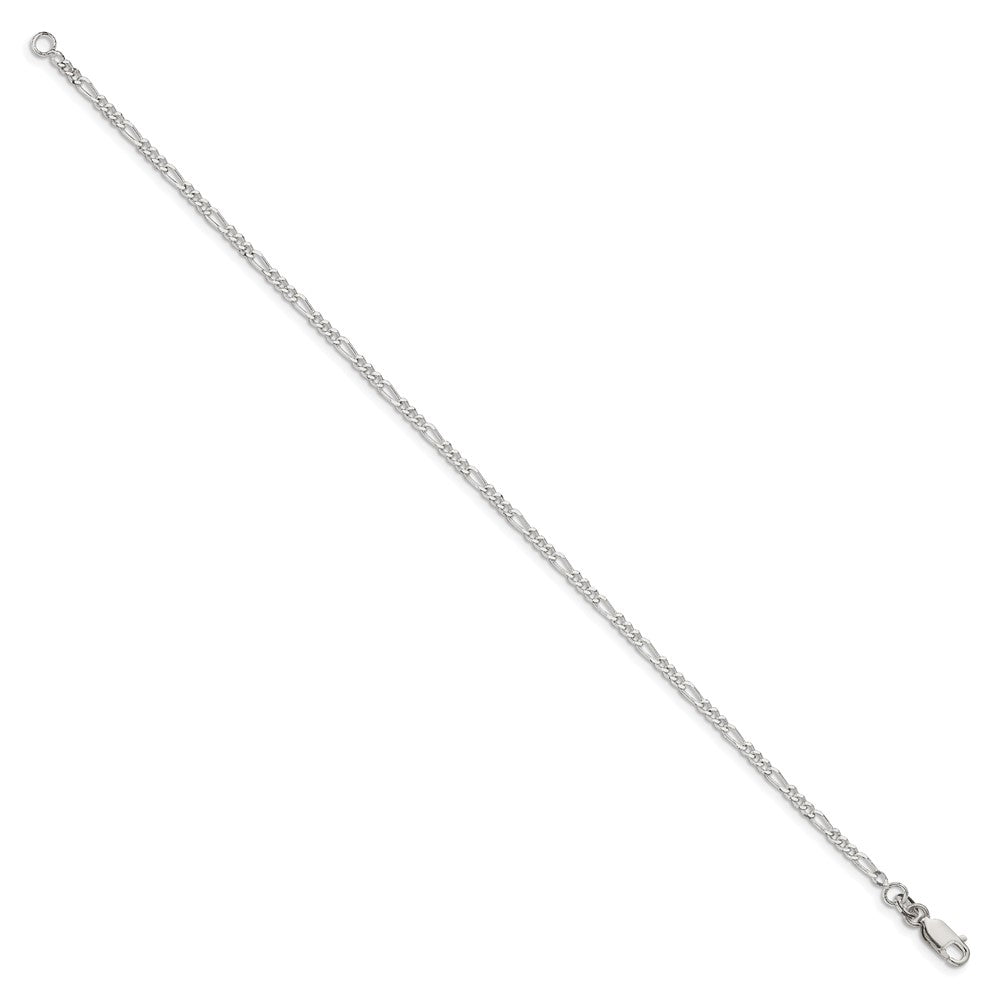 Sterling Silver 2.25mm Figaro Chain Anklet - Product Photo