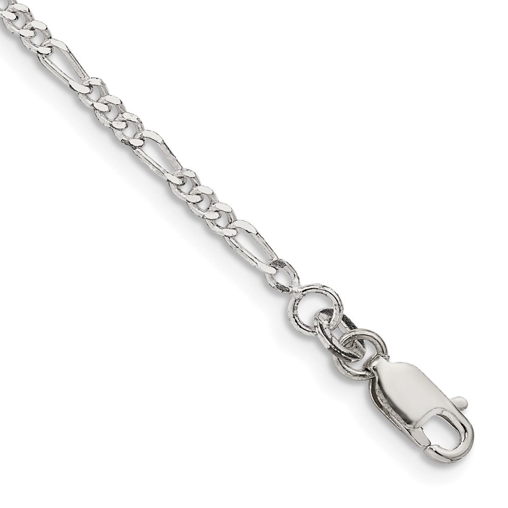 Sterling Silver 2.25mm Figaro Chain Bracelet 6"-10"