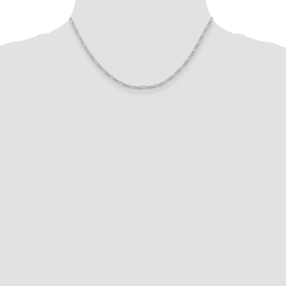 Sterling Silver Rhodium-plated 2.25mm Figaro Chain - Product Photo