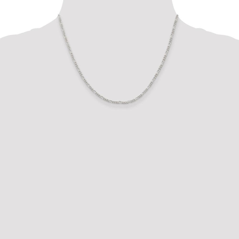 Sterling Silver Rhodium-plated 2.25mm Figaro Chain - Product Photo