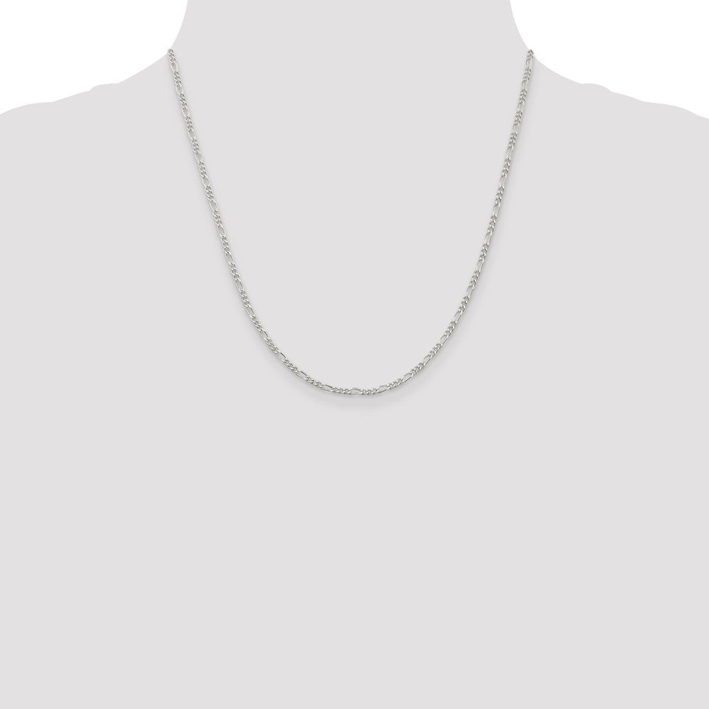 Sterling Silver Rhodium-plated 2.25mm Figaro Chain - Product Photo