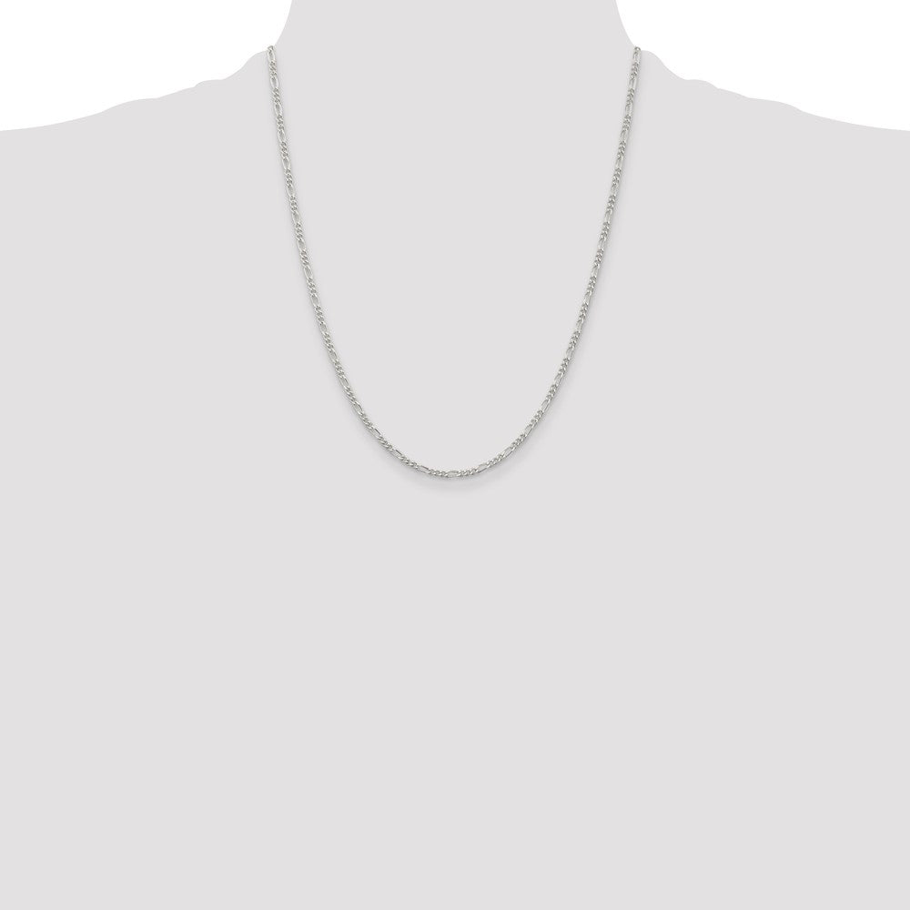 Sterling Silver Rhodium-plated 2.25mm Figaro Chain - Product Photo