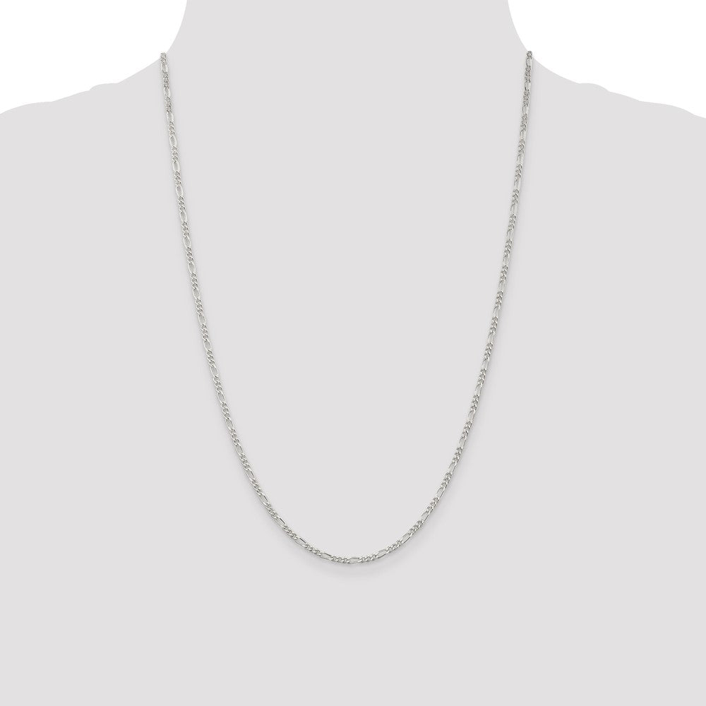 Sterling Silver Rhodium-plated 2.25mm Figaro Chain - Product Photo
