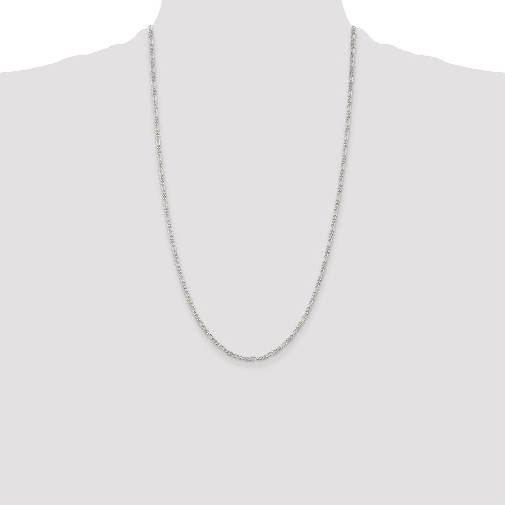 Sterling Silver Rhodium-plated 2.25mm Figaro Chain - Product Photo